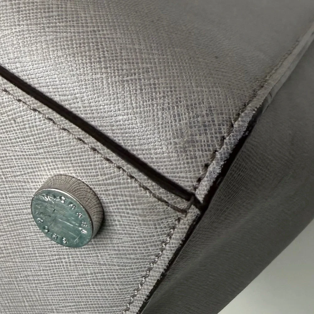 Michael Kors Selma Satchel Women Grey Saffiano Leather Professional Chic Large‎